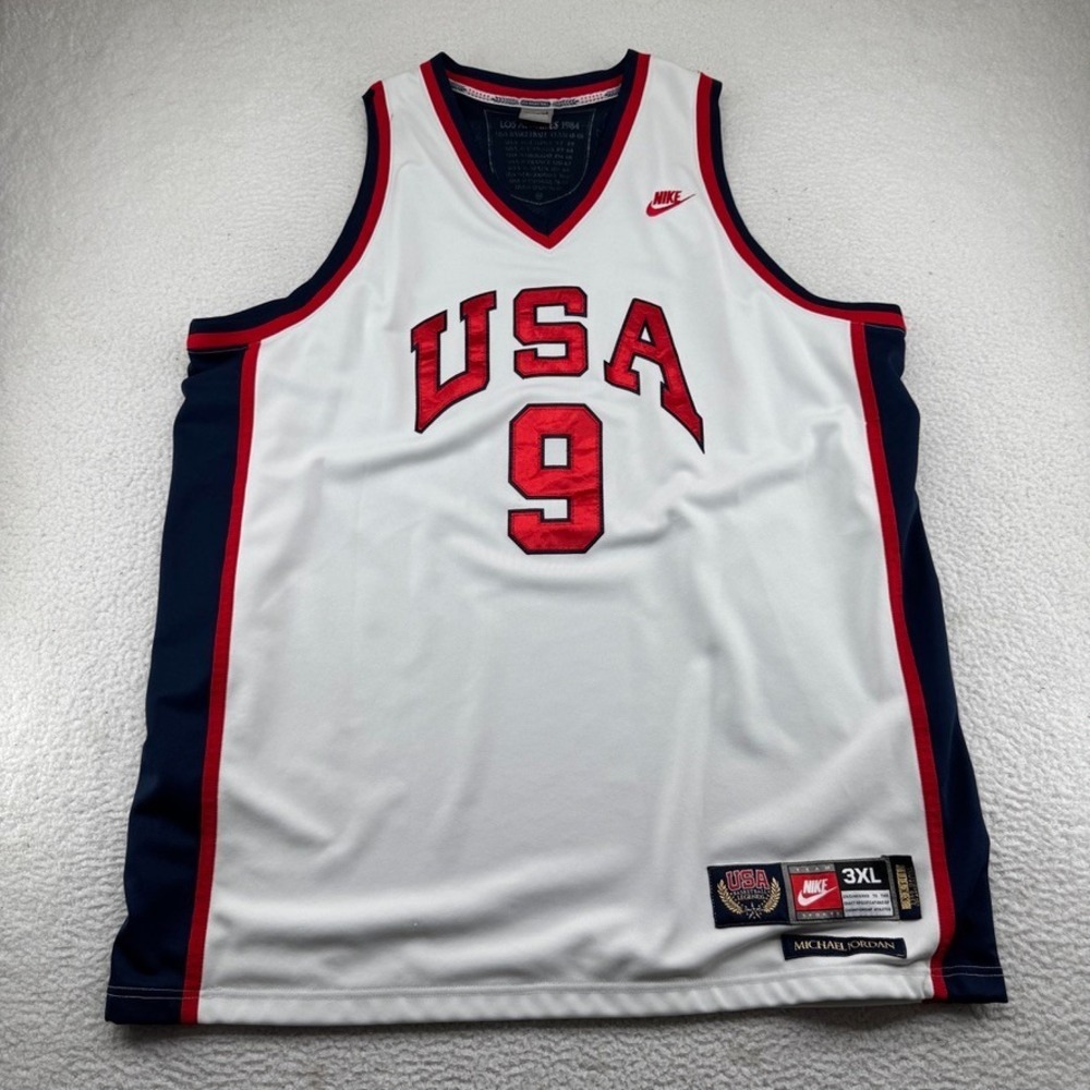 Vintage Nike Team 1984 USA Olympic Michael Jordan #9 Jersey Mens 3XL White Sewn